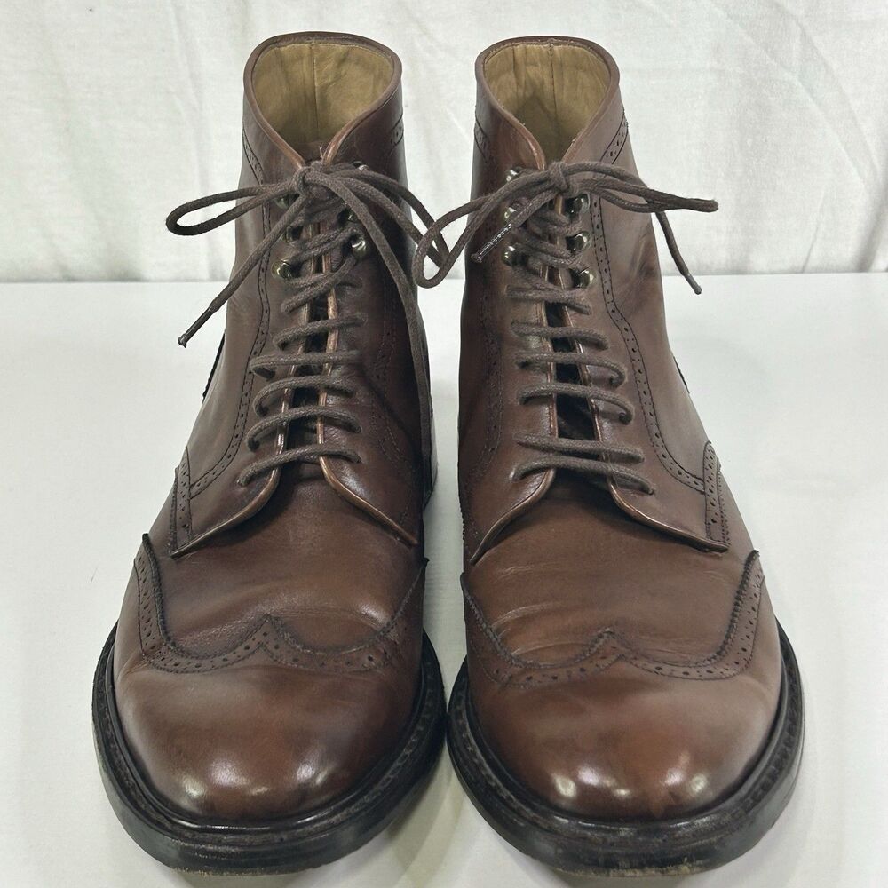 Jack Erwin Carter Wingtip Dress Boot Brown Leather Medallion Men’s 8.5 Spain View 2